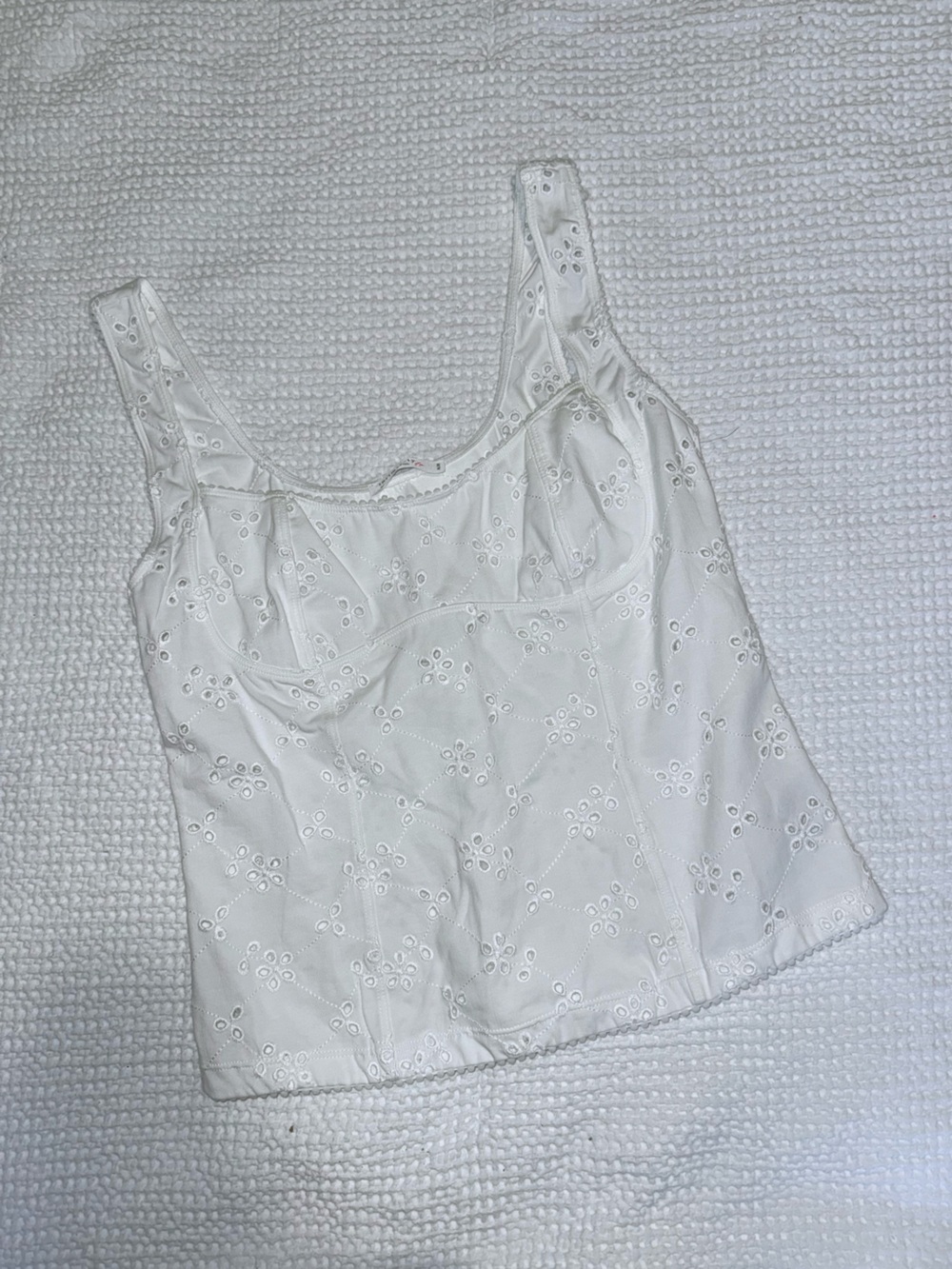 Free People White Eyelet Tank Top